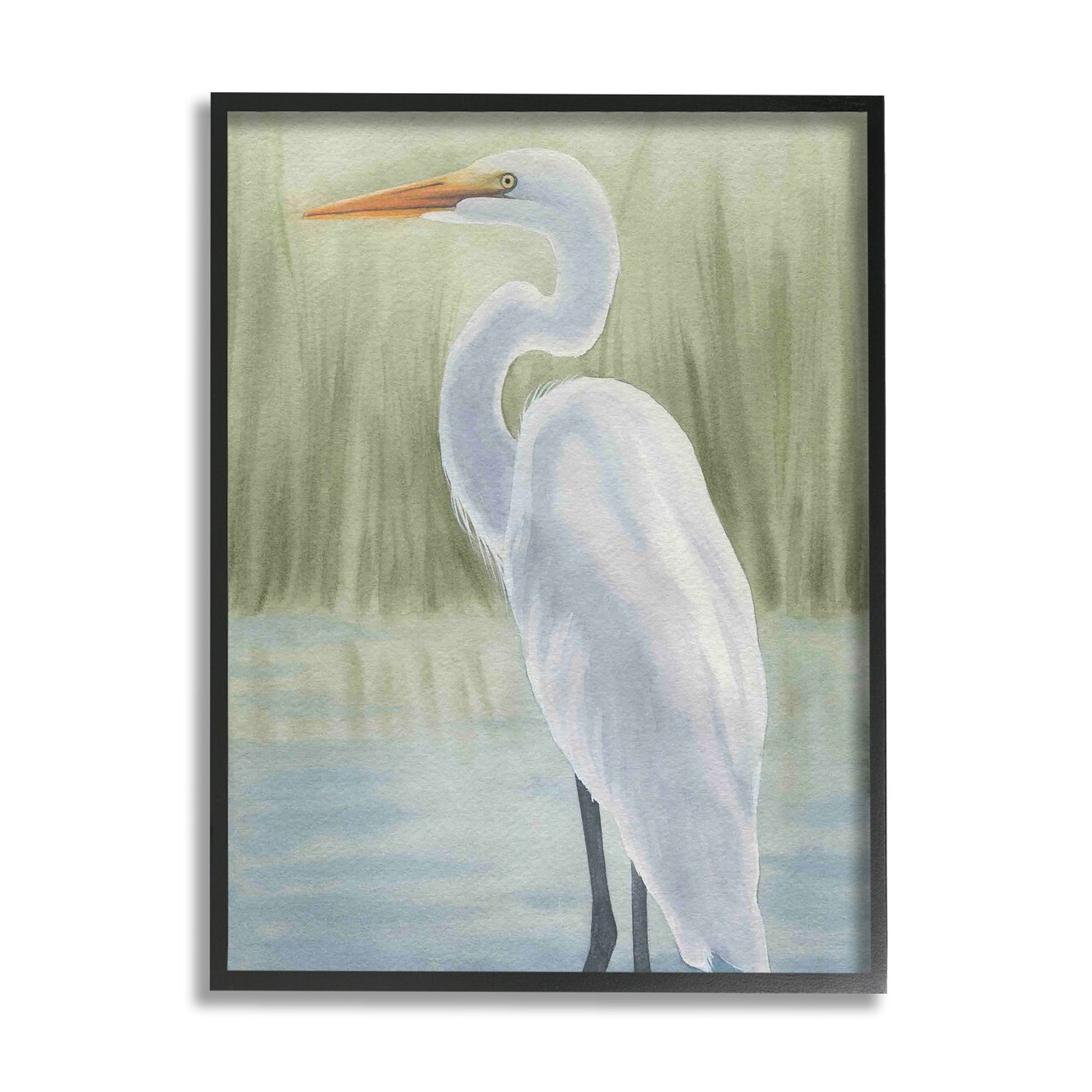 Stupell Industries Egret on Marsh Landscape Framed Giclee Art